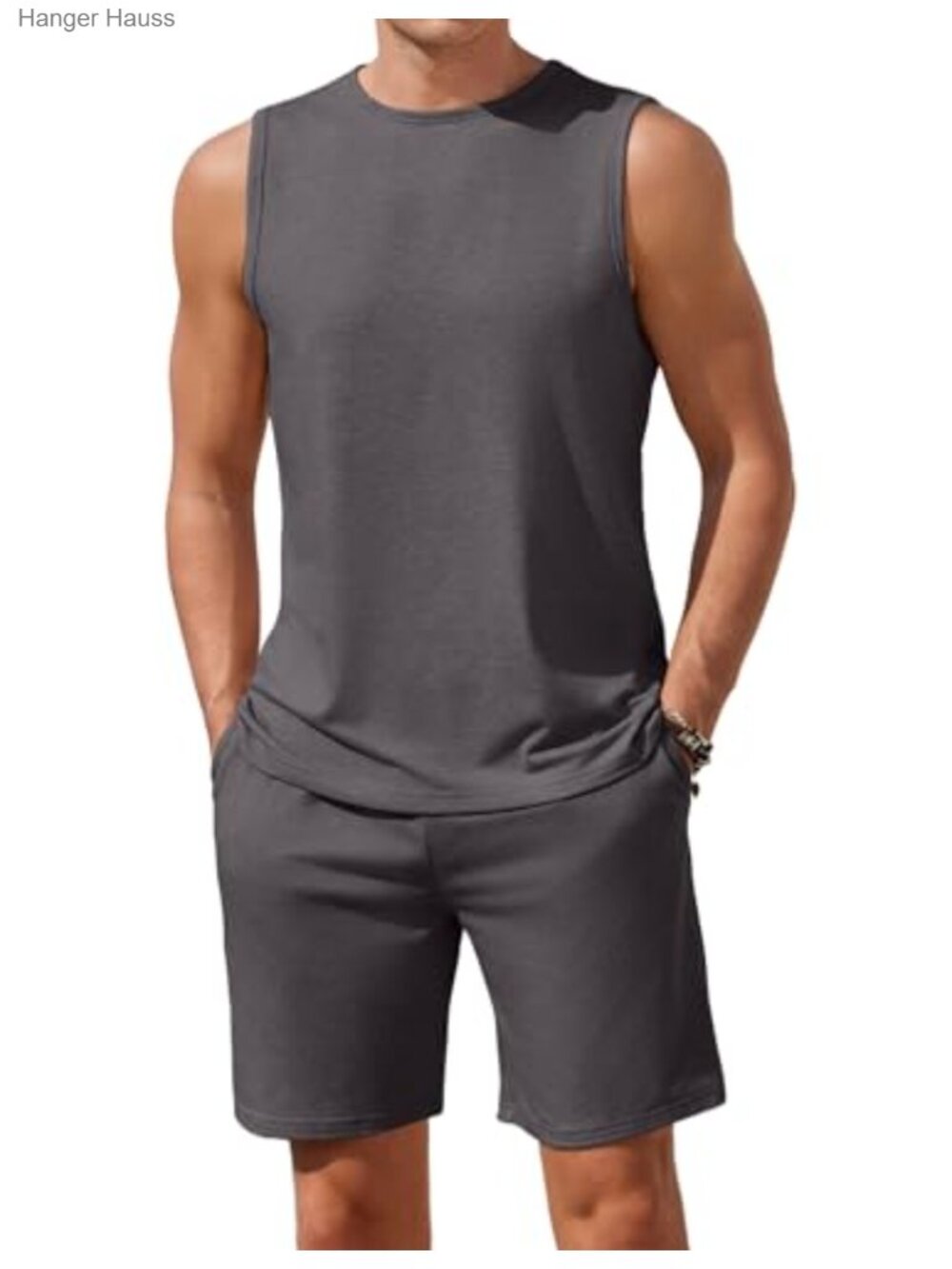 Men's 2-Piece Pajama Set Tank Top & Shorts Polyester Blend Sleepwear